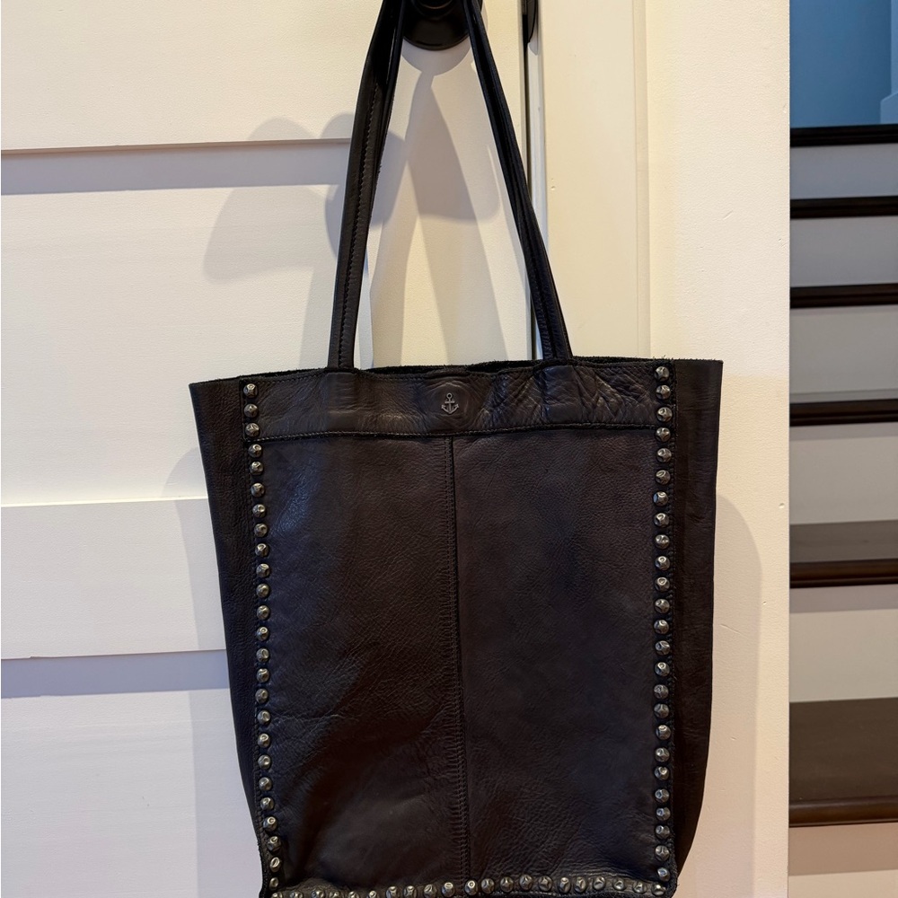 Chic Black Studded Leather Tote
